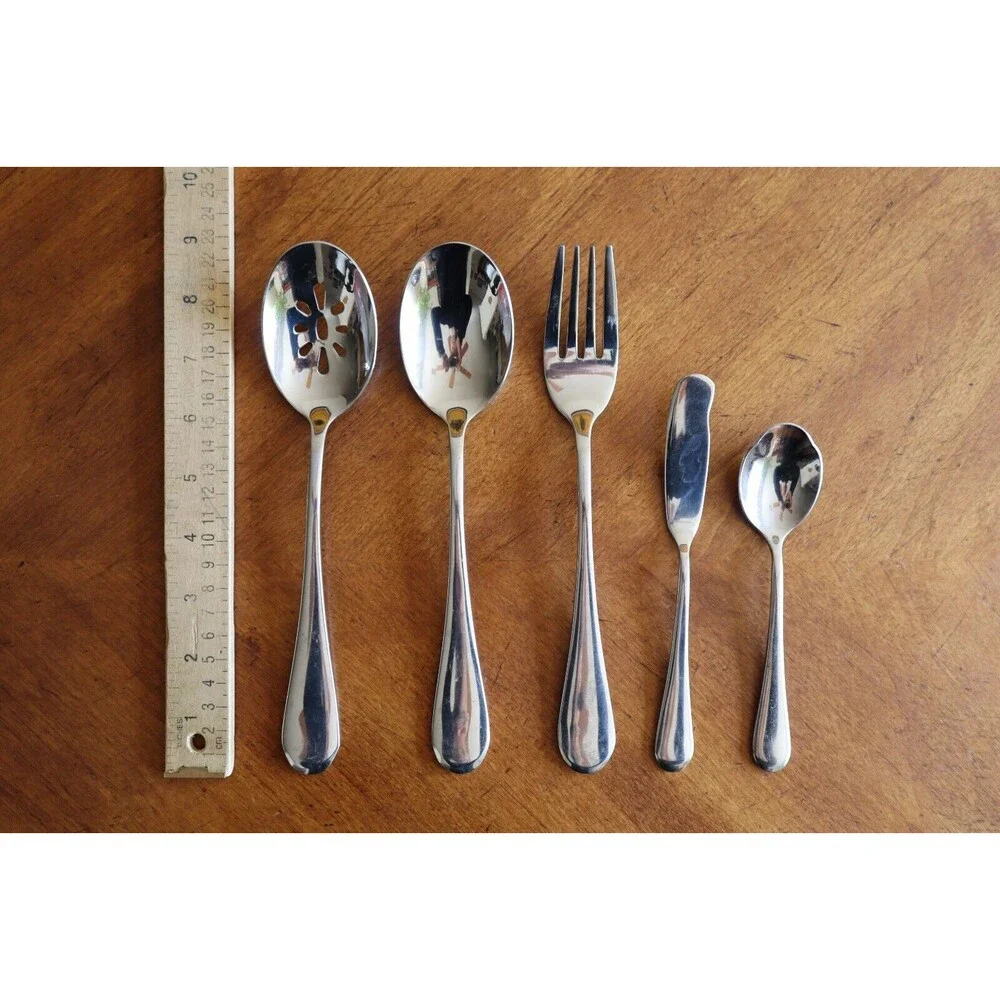 Lot 5 Oneida ICARUS Stainless Glossy Serving Spoon Pierced Solid Meat Fork China